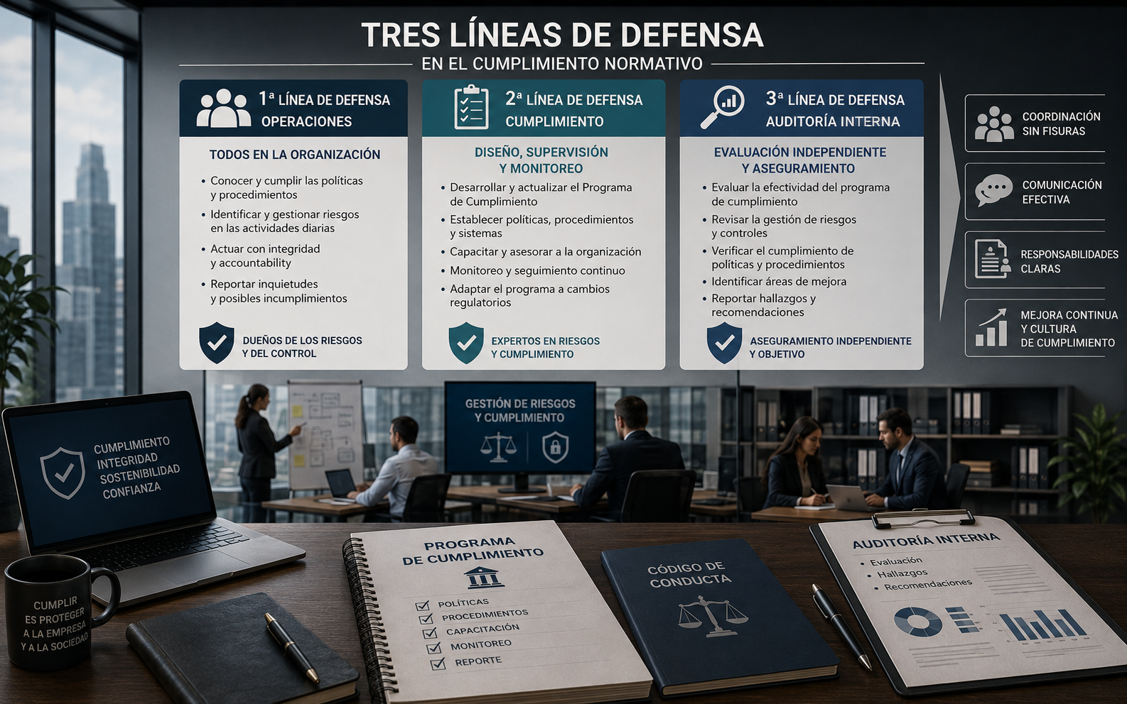 Las tres líneas de defensa en el Compliance