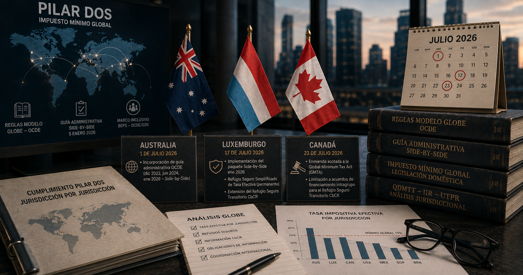 Cómo Australia, Luxemburgo y Canadá ajustan el Pilar Dos en julio de 2026