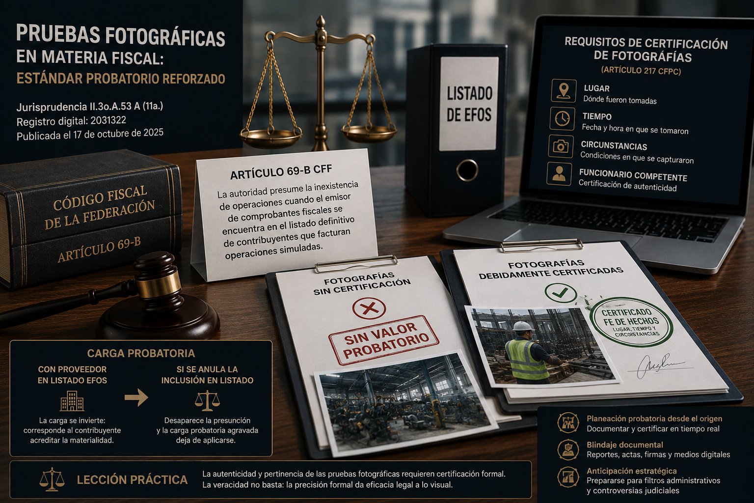 Certificación de pruebas fotográficas en controversias fiscales