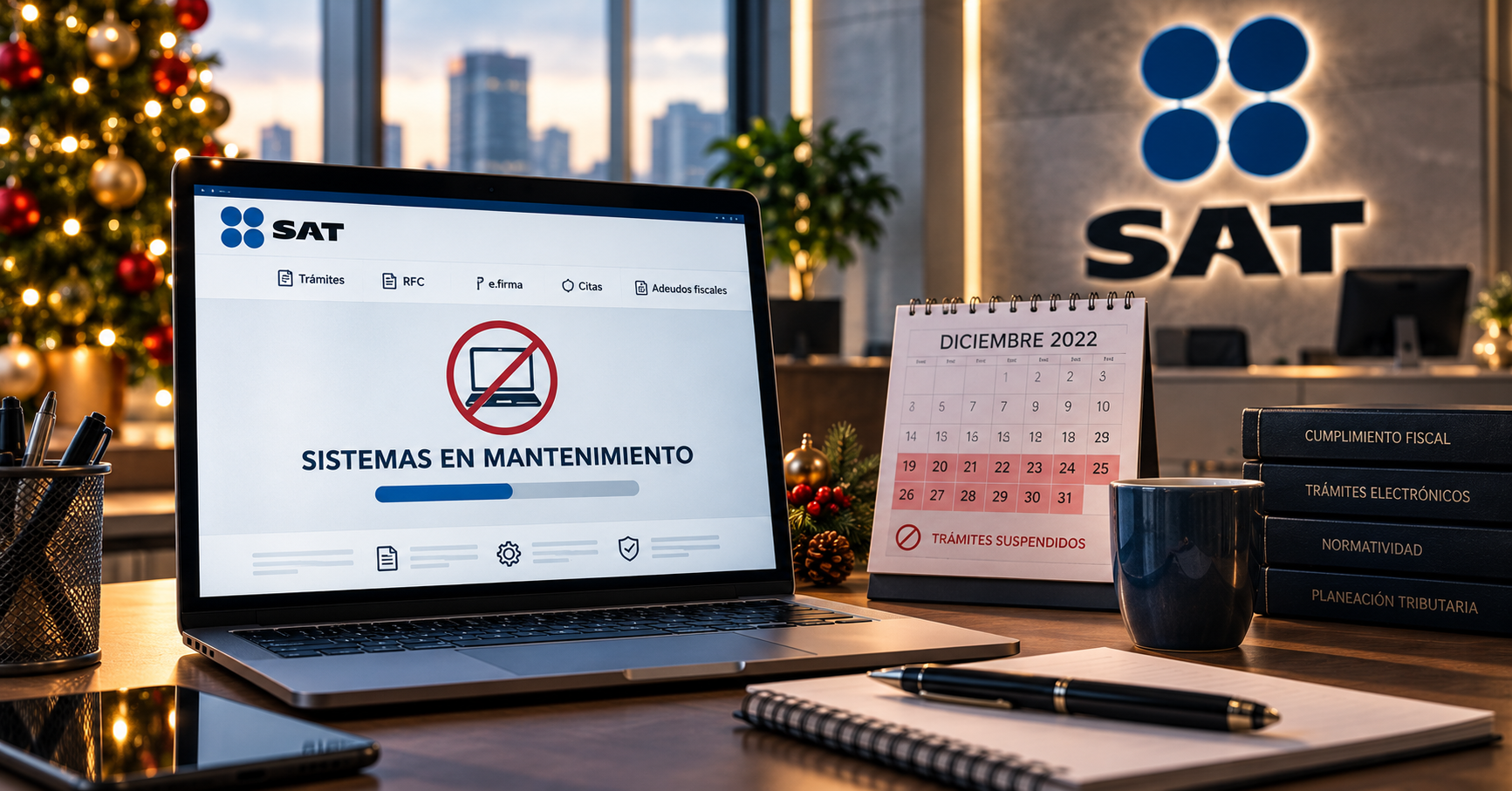 SAT suspende trámites digitales hasta el 2 de enero de 2023